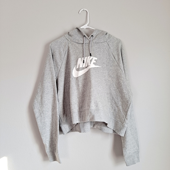 Nike Tops - Nike Women's Grey Solid Cropped Hoodie Sweatshirt Plus Size XXL